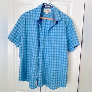 Original Penguin Munsingwear Short Sleeve Shirt Gingham Blue Check Size L NWOT